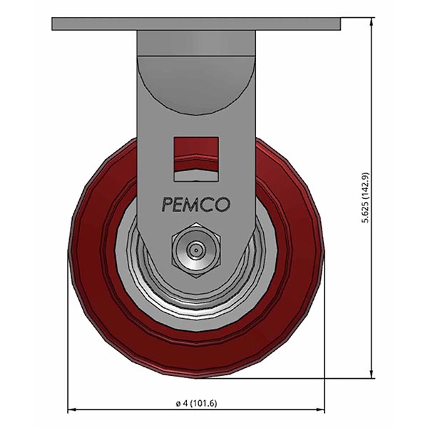 Side view drawing of caster with dimensions